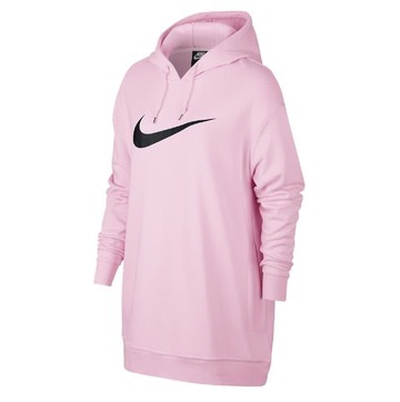 【毒】NIKE NSW Swsh Hoodie OsFt 連帽上衣 經典LOGO 長板寬鬆 粉黑 女款 AV8291-663【領券折222｜Cube卡+APP下單最高10%回饋】
