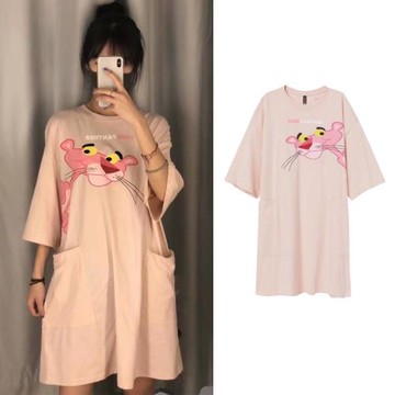 2024年新款睡裙女夏季短袖純棉薄款大碼寬松可愛學生睡衣女家居服