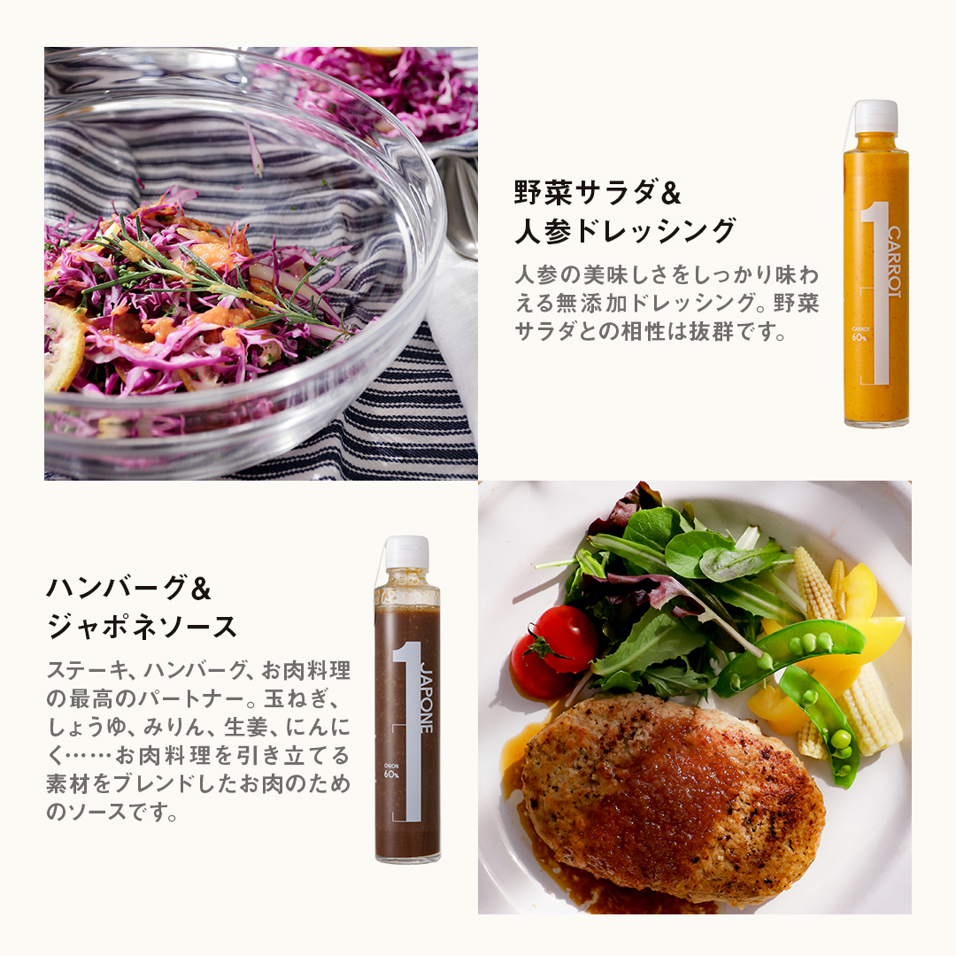 １FOODS TOKYO おすすめギフト5本セット 無添加 ネギ 椎茸＆ごま トマト 人参 ジャポネソース 高級ドレッシング 菱江隆シェフ監修