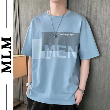 男短T恤 韓版MEN印花冰絲 涼感大尺碼3XL 修身短袖五分袖上衣 潮流 休閒上衣【MLM】