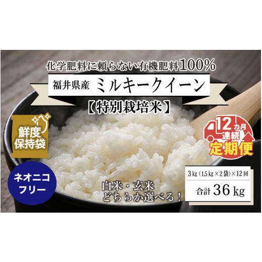 ふるさと納税 福井県 坂井市 福井県産 ミルキークイーン 1.5kg × 2袋 計3kg (白米) 〜化学肥料にたよら…