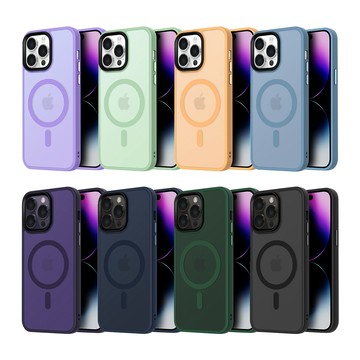 膜法師 【馬卡龍磨砂半透光】鏡頭加高防護 磁吸 蘋果 iPhone 14 Plus / i14 Plus 手機殼 magsafe 保護殼手機套
