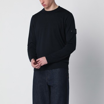 Navy blue wool crewneck sweater