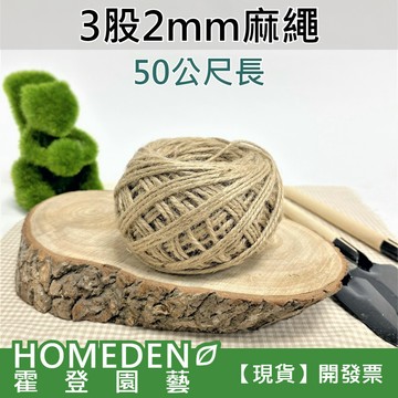 【隔日到貨】3股2mm麻繩 50m 苔球 原色 DIY材料【HOMEDEN霍登園藝】