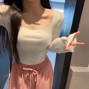 低領德絨打底衫女秋冬2025年新款高級感內搭修身保暖內衣方領上衣