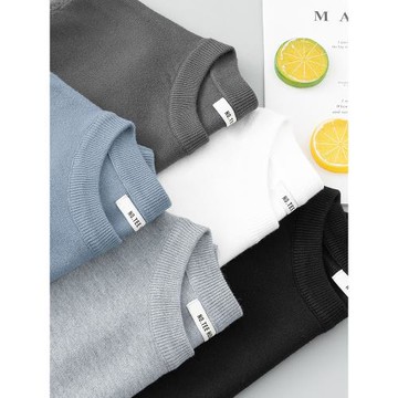 圓領毛衣男純色秋冬季加絨加厚針織衫保暖一體絨打底衫毛線衣毛衫