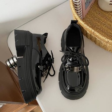 厚底復古JK制服小皮鞋女黑色瑪麗珍女鞋小個子松糕鞋英倫風樂福鞋