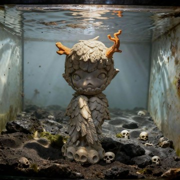 小野石羽雕塑鳥人 治癒桌面擺件魚缸造景水族裝飾潮流時尚1200克+生日禮物 禮物