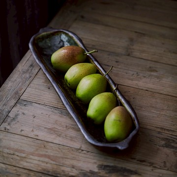 藝術復古長條形盤子日式壽司盤三文魚糕點盤美食拍攝特色擺臺餐具1入