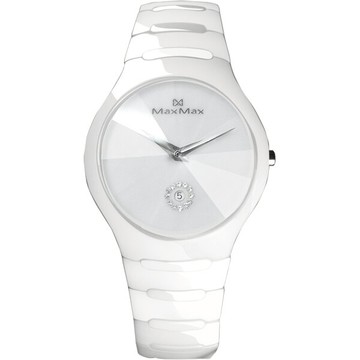 Max Max專屬陶瓷錶MAS5070-W1耀光類鑽切割鏡面陶瓷腕錶/白面38mm｜樂天領券現折★全館特惠中★指定刷卡回饋10%