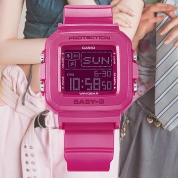 CASIO 卡西歐 BABY-G + PLUS 流行混搭 休閒數位電子錶-桃紅 BGD-10K-4