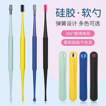 台灣現貨⚡️硅膠耳勺 3件套 雙頭耳勺 順滑耳勺 螺旋耳勺 舒爽掏耳 雙頭螺旋耳勺 采耳套裝 掏耳朵清潔器77-0115