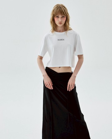 MARDI MERCREDI 短TEE 字母LOGO 白色 上衣 純棉 CROPPED BASIC TSHIRT MARDI SERIF LOGO