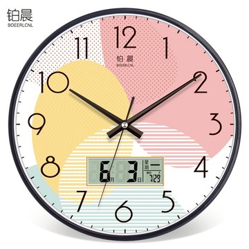 創意掛鐘 鉑晨鐘錶時尚掛鐘臥室卡通時鐘圓創意掛錶簡約現代客廳靜音石英鐘【MJ1014】