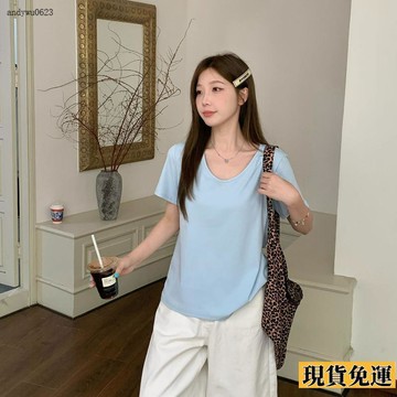 🌟全場免運🌟 【好面料新疆發】V領  短袖  t恤女寬鬆顯瘦夏日氧氣穿搭 上衣 2026新款