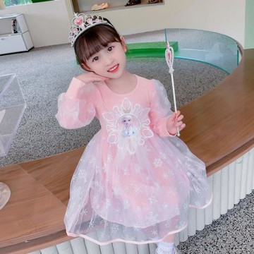 愛莎秋季女童長袖洋氣生日公主裙