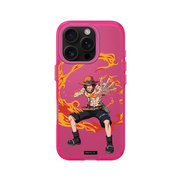 iPhone 16 Pro Clear 粉漾桃 - 航海王 One Piece - 角色系列-艾斯的火焰果實