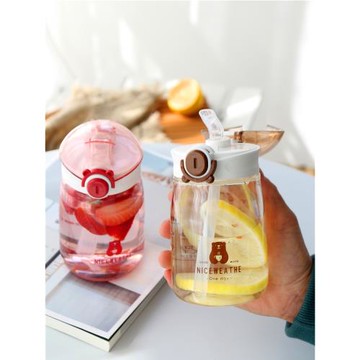 小巧便攜帶吸管水杯女生可愛大人網紅塑料高顏值韓版簡約創意杯子