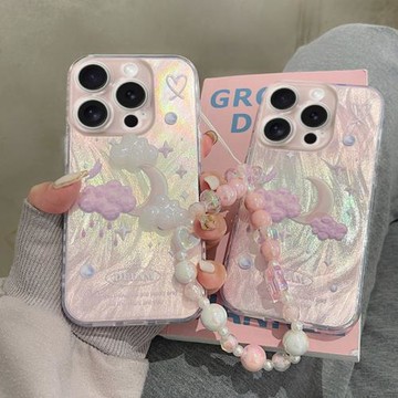 云朵月亮適用于三星S24手機殼s23新款s22ultra鏈條ins風s21plus透明A73女A71羽紗A51軟殼NOTE20/10+全包防摔