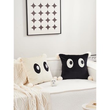 可愛刺繡毛球客廳沙發抱枕套不含芯座椅卡通靠枕ins風網紅大靠背