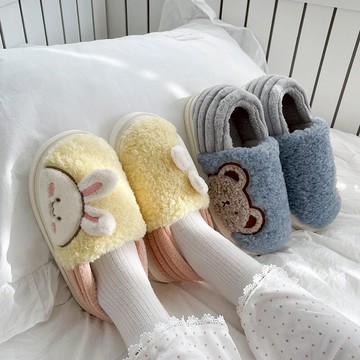 款情侶包跟棉拖鞋女冬可愛加絨保暖宿舍厚底居家室內棉鞋男士