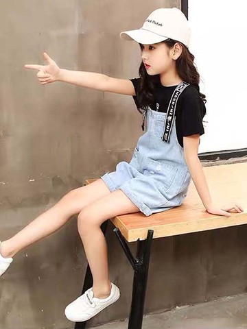 4女童夏5套新款6兒童洋氣7牛仔背短網件套8小女孩9