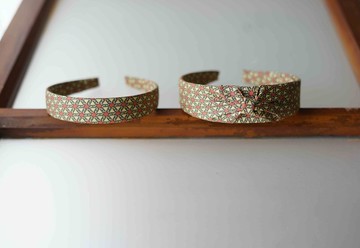 古董領帶改製手工髮箍-Hermès-檸檬蛋塔黃-蝴蝶結/窄版