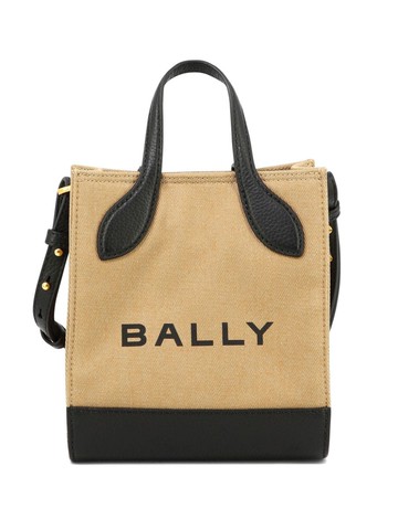 Bally - Bar logo-print tote bag - women - Polyester/Leather/Cotton/Polyester/Organic Cotton/Calf Leather - One Size - Neutrals