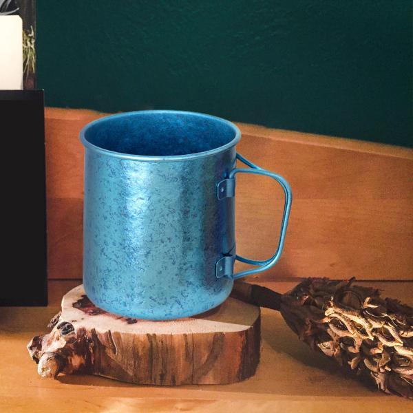 湯沸かし可能 マグカップ 軽量 チタン ウォーターカップ 飲用 キャンプ ブルー