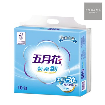 【五月花】 新柔韌抽取衛生紙/0102366/100抽/10包/6袋/箱