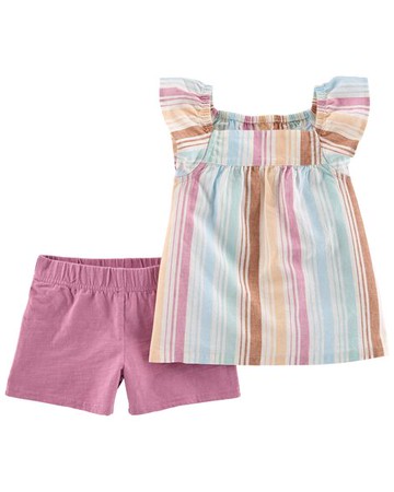 Toddler 2-Piece Striped Top & Short Set
