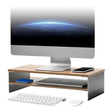 Ermutek 二木科技 北歐風格多功能桌上型雙層設計螢幕增高架  橡木紋