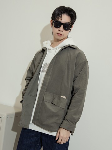 純色雙口袋燈心絨長襯