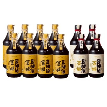 【豆油伯】金桂釀造醬油500mlx8 ＋ 茶姬釀造醬油500mlx4瓶 （共12瓶）_廠商直送