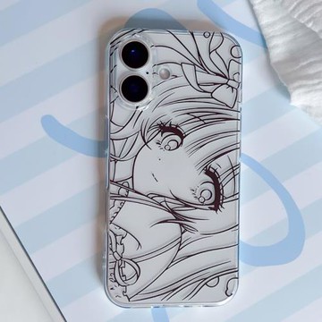 ins風可愛漫畫二次元女孩適用于蘋果13/14/15/16/17proMax趣味少女手機軟殼iPhone11/12MINI透明16plus