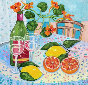 原創油畫 客製化 靜物 水果和花卉畫