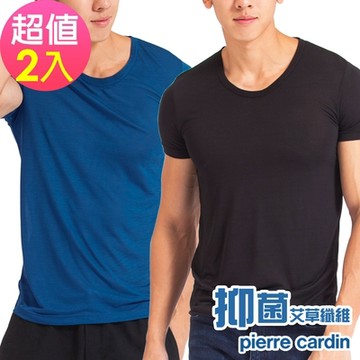 Pierre Cardin皮爾卡登 抑菌低敏感艾草透氣速乾圓領短袖(2件組)
