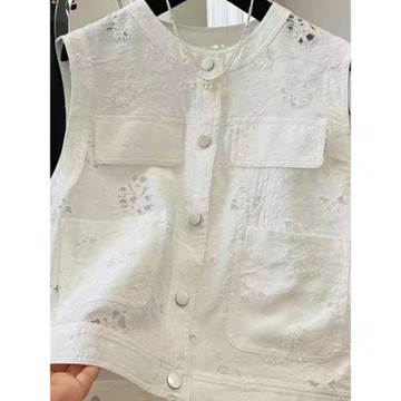 品牌折扣胖MM大碼高級感鏤空提花馬甲女2026新款無袖坎肩上衣女潮