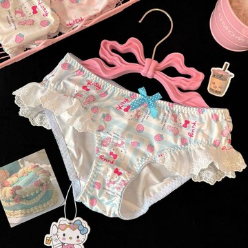 ✨臺灣出貨✨【少女心爆棚】Hello Kitty聯名款草莓印花內褲女甜美軟妹三角褲