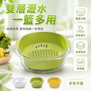 台灣出貨✨ 雙層洗菜籃 加厚塑膠瀝水籃 透明果盤 客廳茶几水果籃 廚房洗菜盆 家用蔬果清洗架