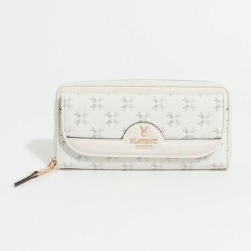 PLAYBOY - 拉鍊長夾  White Bunny系列 - 米白色/551-0112-01-3