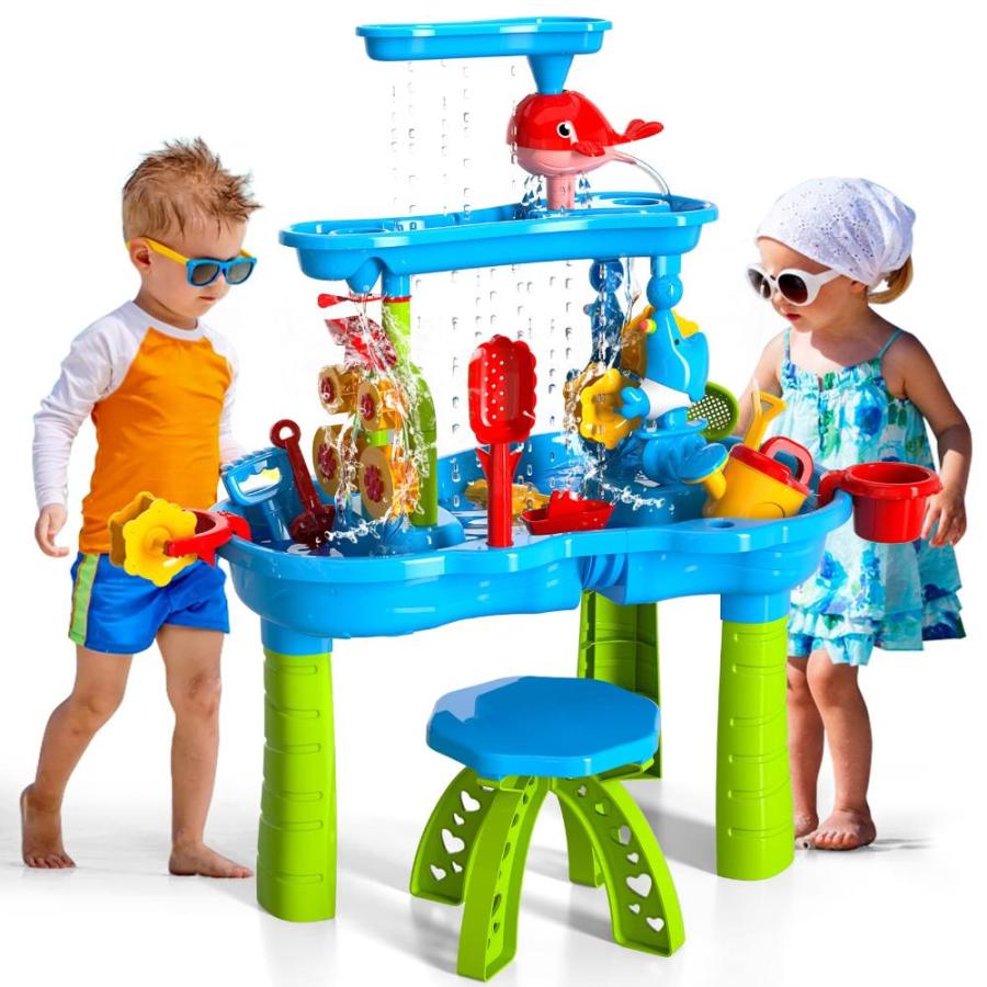 Bennol Sand Water Table Toys for Toddlers Kids, 3-Tier Outdoor Sand and Wat