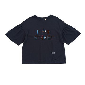 5th STREET｜山形｜女裝｜彩色LOGO英文印字寬版短袖T恤｜黑色