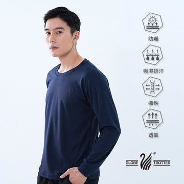 【遊遍天下】MIT台灣製男款抗UV防曬涼感吸濕排汗機能長袖圓領衫 GL2002 丈青