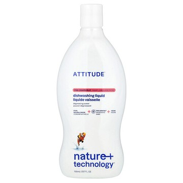 ATTITUDE, 大自然 + 科技™，洗潔精，粉紅葡萄柚香，23.7 液量盎司（700 毫升）