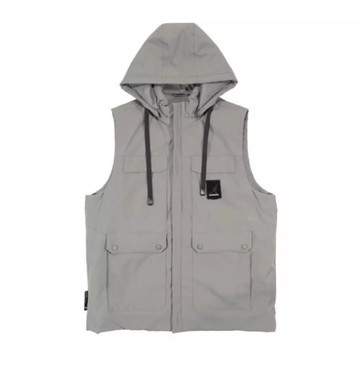 KANGOL 背心 灰 多口袋 科技保暖 連帽背心 中性 6555148312