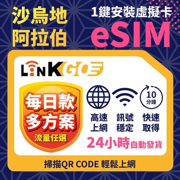 【LINKGO】沙烏地阿拉伯 eSIM卡 3~10天多組合 每日流量 多天上網卡 高速流量(沙烏地阿拉伯網卡 利雅德 吉
