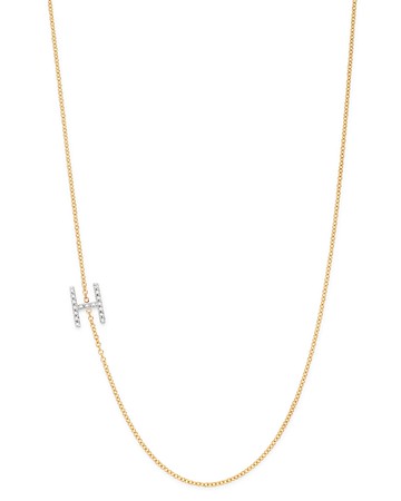 Zoe Lev 14K Yellow Gold Diamond Asymmetric Initial Necklace, 18