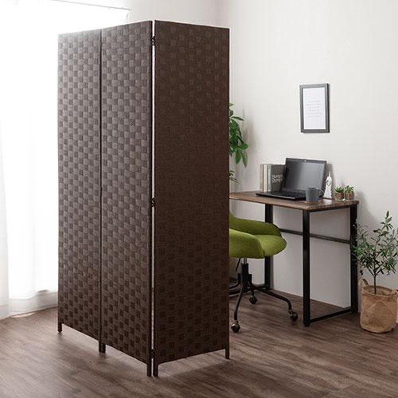 北欧風木製パーティション4連 ブラウン スクリーン 3連 高さ167cm 木製