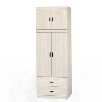 文創集 米納奇2.7尺四門二抽加高衣櫃組合(二色可選)-80x55x240cm免組